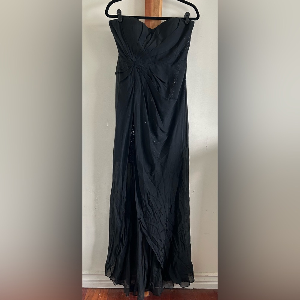 Aidan Mattox Black 100% Silk Lining Maxi Dress Size 12 - Picture 2 of 5